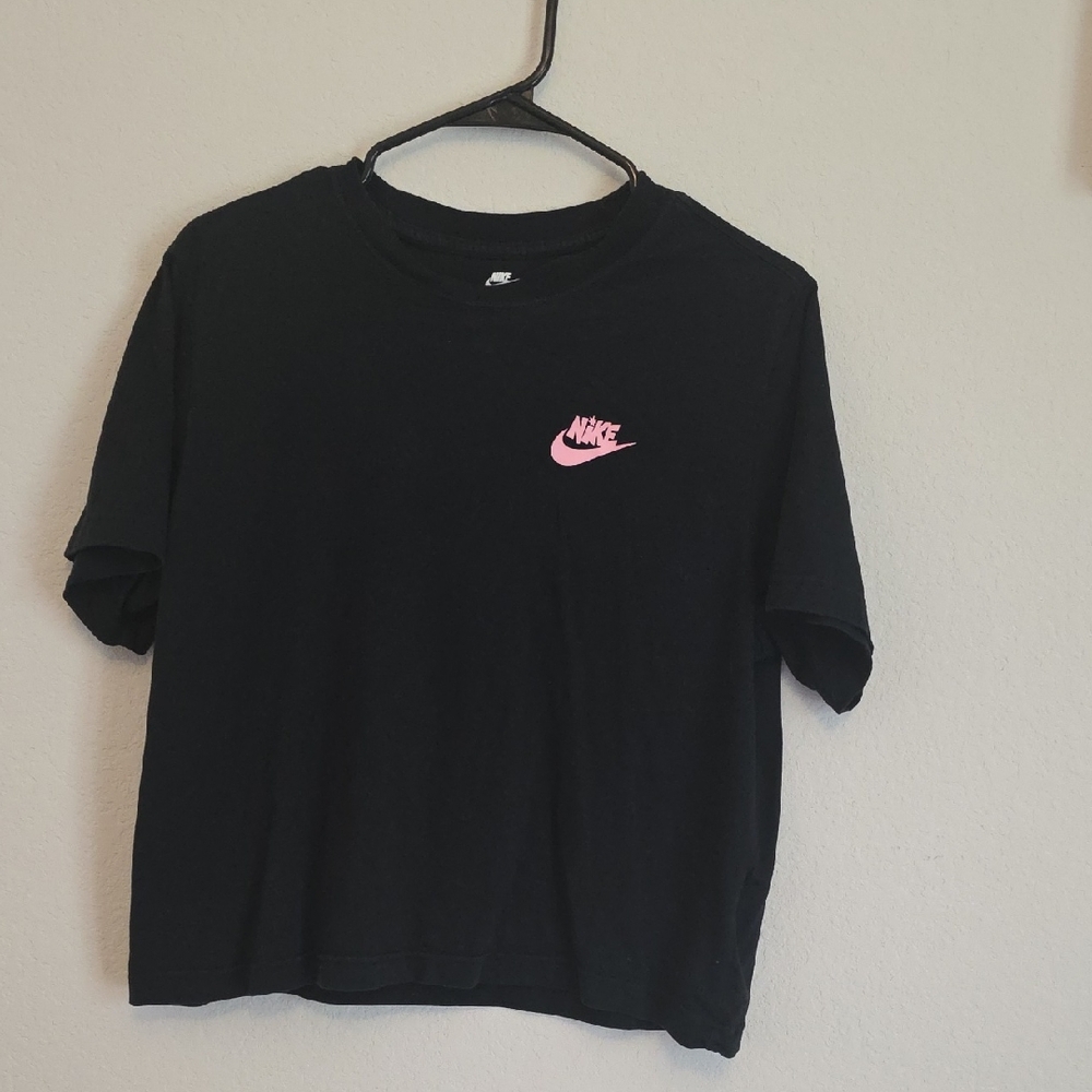 Nike Black Tee with Vibrant Pink Swoosh